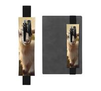 Black Leather Pen Holder Bookmark MJHKXLJ Cute Baby Goat Pattern Adjustable Elastic Band 8.3-1.8 inch for notebooks Diaries Hardcover Journal