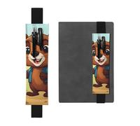 Black Leather Pen Holder Bookmark MJHKXLJ Cute Beaver Pattern Adjustable Elastic Band 8.3-1.8 inch for notebooks Diaries Hardcover Journal