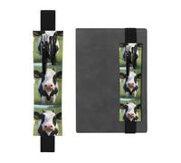 Black Leather Pen Holder Bookmark MJHKXLJ Cute Little Cow Pattern Adjustable Elastic Band 8.3-1.8 inch for notebooks Diaries Hardcover Journal