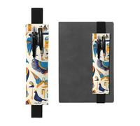 Black Leather Pen Holder Bookmark MJHKXLJ Egypt Hieroglyphics Pattern Adjustable Elastic Band 8.3-1.8 inch for notebooks Diaries Hardcover Journal