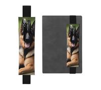 Black Leather Pen Holder Bookmark MJHKXLJ German Shepherd Dog Pattern Adjustable Elastic Band 8.3-1.8 inch for notebooks Diaries Hardcover Journal