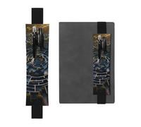 Black Leather Pen Holder Bookmark MJHKXLJ Labyrinth Pattern Adjustable Elastic Band 8.3-1.8 inch for notebooks Diaries Hardcover Journal