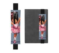 Black Leather Pen Holder Bookmark MJHKXLJ Little Ballerina Dancing Girl Pattern Adjustable Elastic Band 8.3-1.8 inch for notebooks Diaries Hardcover Journal