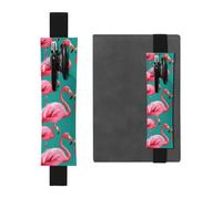 Black Leather Pen Holder Bookmark MJHKXLJ Lovely Pink Flamingos Pattern Adjustable Elastic Band 8.3-1.8 inch for notebooks Diaries Hardcover Journal