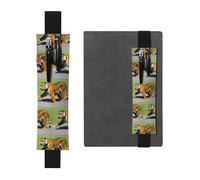 Black Leather Pen Holder Bookmark MJHKXLJ Mr. Dancing Tiger Pattern Adjustable Elastic Band 8.3-1.8 inch for notebooks Diaries Hardcover Journal