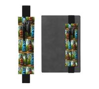 Black Leather Pen Holder Bookmark MJHKXLJ Mysterious Totems Pattern Adjustable Elastic Band 8.3-1.8 inch for notebooks Diaries Hardcover Journal