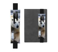 Black Leather Pen Holder Bookmark MJHKXLJ Polar Bear Pattern Adjustable Elastic Band 8.3-1.8 inch for notebooks Diaries Hardcover Journal