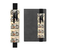 Black Leather Pen Holder Bookmark MJHKXLJ Retro Bicycle Pattern Adjustable Elastic Band 8.3-1.8 inch for notebooks Diaries Hardcover Journal