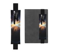 Black Leather Pen Holder Bookmark MJHKXLJ Space Planet Earth Pattern Adjustable Elastic Band 8.3-1.8 inch for notebooks Diaries Hardcover Journal