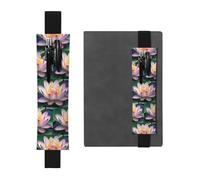Black Leather Pen Holder Bookmark MJHKXLJ Spirit of The Lotus Pattern Adjustable Elastic Band 8.3-1.8 inch for notebooks Diaries Hardcover Journal