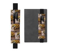 Black Leather Pen Holder Bookmark MJHKXLJ Sunflower Elephant Wooden Floor Pattern Adjustable Elastic Band 8.3-1.8 inch for notebooks Diaries Hardcover Journal