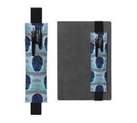 Black Leather Pen Holder Bookmark MJHKXLJ The Blue Binary Pattern Adjustable Elastic Band 8.3-1.8 inch for notebooks Diaries Hardcover Journal