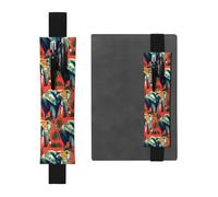 Black Leather Pen Holder Bookmark MJHKXLJ Tropical African Elephant Pattern Adjustable Elastic Band 8.3-1.8 inch for notebooks Diaries Hardcover Journal