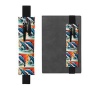 Black Leather Pen Holder Bookmark MJHKXLJ Two Dolphins Pattern Adjustable Elastic Band 8.3-1.8 inch for notebooks Diaries Hardcover Journal