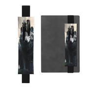 Black Leather Pen Holder Bookmark MJHKXLJ Two Wolves Pattern Adjustable Elastic Band 8.3-1.8 inch for notebooks Diaries Hardcover Journal