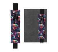 Black Leather Pen Holder Bookmark MJHKXLJ Universe Planet Pattern Adjustable Elastic Band 8.3-1.8 inch for notebooks Diaries Hardcover Journal
