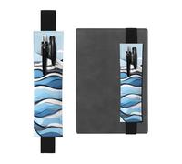 Black Leather Pen Holder Bookmark MJHKXLJ Waves Lapping at The Rocks Pattern Adjustable Elastic Band 8.3-1.8 inch for notebooks Diaries Hardcover Journal