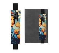 Black Leather Pen Holder Bookmark MJHKXLJ We Can Do It Pattern Adjustable Elastic Band 8.3-1.8 inch for notebooks Diaries Hardcover Journal