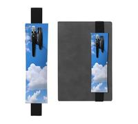 Black Leather Pen Holder Bookmark MJHKXLJ White Clouds in The Sky Pattern Adjustable Elastic Band 8.3-1.8 inch for notebooks Diaries Hardcover Journal