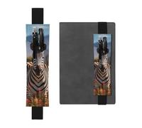 Black Leather Pen Holder Bookmark MJHKXLJ Zebras on South Africa Pattern Adjustable Elastic Band 8.3-1.8 inch for notebooks Diaries Hardcover Journal