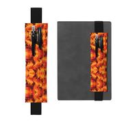 Black Leather Pen Holder Bookmark WHJSHOP Basketball on fire Printing Adjustable Elastic Band 8.3-1.8 inch for notebooks Diaries Hardcover Journal