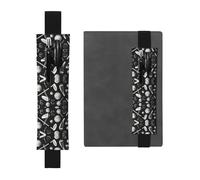 Black Leather Pen Holder Bookmark WHJSHOP Black and White Golf Printing Adjustable Elastic Band 8.3-1.8 inch for notebooks Diaries Hardcover Journal