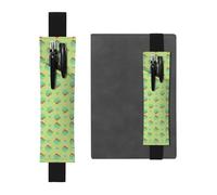 Black Leather Pen Holder Bookmark WHJSHOP Cartoon Bread Slices Printing Adjustable Elastic Band 8.3-1.8 inch for notebooks Diaries Hardcover Journal