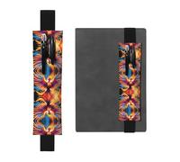 Black Leather Pen Holder Bookmark WHJSHOP Colorful Phoenix Bird Printing Adjustable Elastic Band 8.3-1.8 inch for notebooks Diaries Hardcover Journal