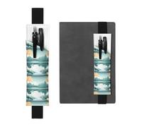 Black Leather Pen Holder Bookmark WHJSHOP Fallen Leaves on a Tranquil Lake Printing Adjustable Elastic Band 8.3-1.8 inch for notebooks Diaries Hardcover Journal