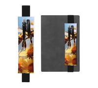 Black Leather Pen Holder Bookmark WHJSHOP Flying Bees Daisy Honey Picture Adjustable Elastic Band 8.3-1.8 in for notebooks Diaries Manuals Planners