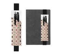 Black Leather Pen Holder Bookmark WHJSHOP Geometric Vector Printing Adjustable Elastic Band 8.3-1.8 inch for notebooks Diaries Hardcover Journal