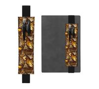 Black Leather Pen Holder Bookmark WHJSHOP Golden Glass Shards Prints Adjustable Elastic Band 8.3-1.8 in Suitable for Most notebooks Diaries