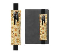 Black Leather Pen Holder Bookmark WHJSHOP Golden Retriever Printing Adjustable Elastic Band 8.3-1.8 inch for notebooks Diaries Hardcover Journal