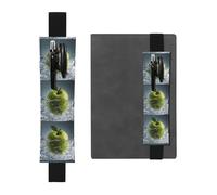 Black Leather Pen Holder Bookmark WHJSHOP Green Apples in ice Water Prints Adjustable Elastic Band 8.3-1.8 in Suitable for Most notebooks Diaries