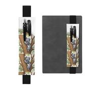 Black Leather Pen Holder Bookmark WHJSHOP Hugging Tree Koala Printing Adjustable Elastic Band 8.3-1.8 inch for notebooks Diaries Hardcover Journal