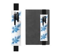 Black Leather Pen Holder Bookmark WHJSHOP Ice Crystals on Flowers Prints Adjustable Elastic Band 8.3-1.8 in Suitable for Most notebooks Diaries