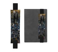 Black Leather Pen Holder Bookmark WHJSHOP Labyrinth Picture Adjustable Elastic Band 8.3-1.8 in for notebooks Diaries Manuals Planners