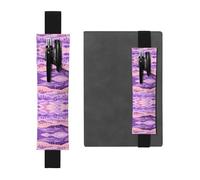 Black Leather Pen Holder Bookmark WHJSHOP Lavender Fields Printing Adjustable Elastic Band 8.3-1.8 inch for notebooks Diaries Hardcover Journal