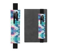 Black Leather Pen Holder Bookmark WHJSHOP Northern Lights Polar Bear Printing Adjustable Elastic Band 8.3-1.8 inch for notebooks Diaries Hardcover Journal