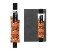 Black Leather Pen Holder Bookmark WHJSHOP Orange Tiger Leopard Printing Adjustable Elastic Band 8.3-1.8 inch for notebooks Diaries Hardcover Journal