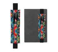 Black Leather Pen Holder Bookmark WHJSHOP Parrot Printing Adjustable Elastic Band 8.3-1.8 inch for notebooks Diaries Hardcover Journal