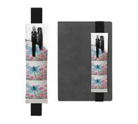 Black Leather Pen Holder Bookmark WHJSHOP Pink Flower and Blue Dragonfly Printing Adjustable Elastic Band 8.3-1.8 inch for notebooks Diaries Hardcover Journal