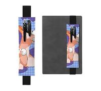 Black Leather Pen Holder Bookmark WHJSHOP Rabbit Holding The Ball Picture Adjustable Elastic Band 8.3-1.8 in for notebooks Diaries Manuals Planners