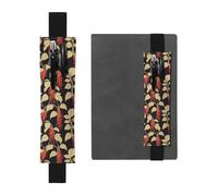 Black Leather Pen Holder Bookmark WHJSHOP Red Berries on The Vine Prints Adjustable Elastic Band 8.3-1.8 in Suitable for Most notebooks Diaries