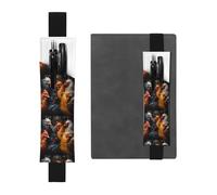Black Leather Pen Holder Bookmark WHJSHOP Roosters Dressed in Many Colors Printing Adjustable Elastic Band 8.3-1.8 inch for notebooks Diaries Hardcover Journal