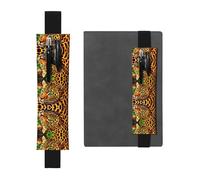 Black Leather Pen Holder Bookmark WHJSHOP Spotted Leopard Printing Adjustable Elastic Band 8.3-1.8 inch for notebooks Diaries Hardcover Journal