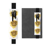 Black Leather Pen Holder Bookmark WHJSHOP The Little Bear in The Gold Powder Prints Adjustable Elastic Band 8.3-1.8 in Suitable for Most notebooks Diaries