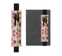 Black Leather Pen Holder Bookmark WHJSHOP Watermelon ice Cream Printing Adjustable Elastic Band 8.3-1.8 inch for notebooks Diaries Hardcover Journal