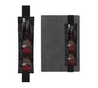 Black Leather Pen Holder Bookmark WHJSHOP Wolf Among The red Roses Prints Adjustable Elastic Band 8.3-1.8 in Suitable for Most notebooks Diaries