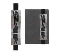 Black Leather Pen Holder Bookmark WZYWHJ Agile Little Black Rabbit Printing - Premium PVC Leather Elastic Band Design for Notebooks, Journals, and Planners